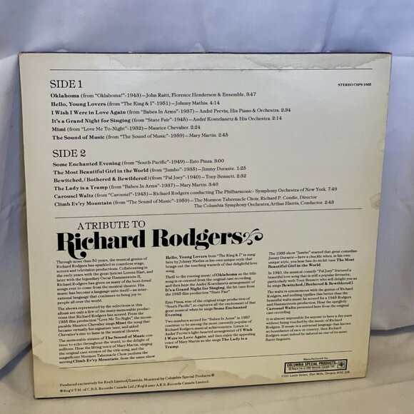 Richard Rodgers The Sound Of His Music (Vinyl) Columbia Special Products CSPS - Picture 3 of 11